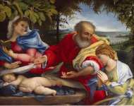 Lotto Lorenzo Rest on the Flight into Egypt with St Justine  - Hermitage